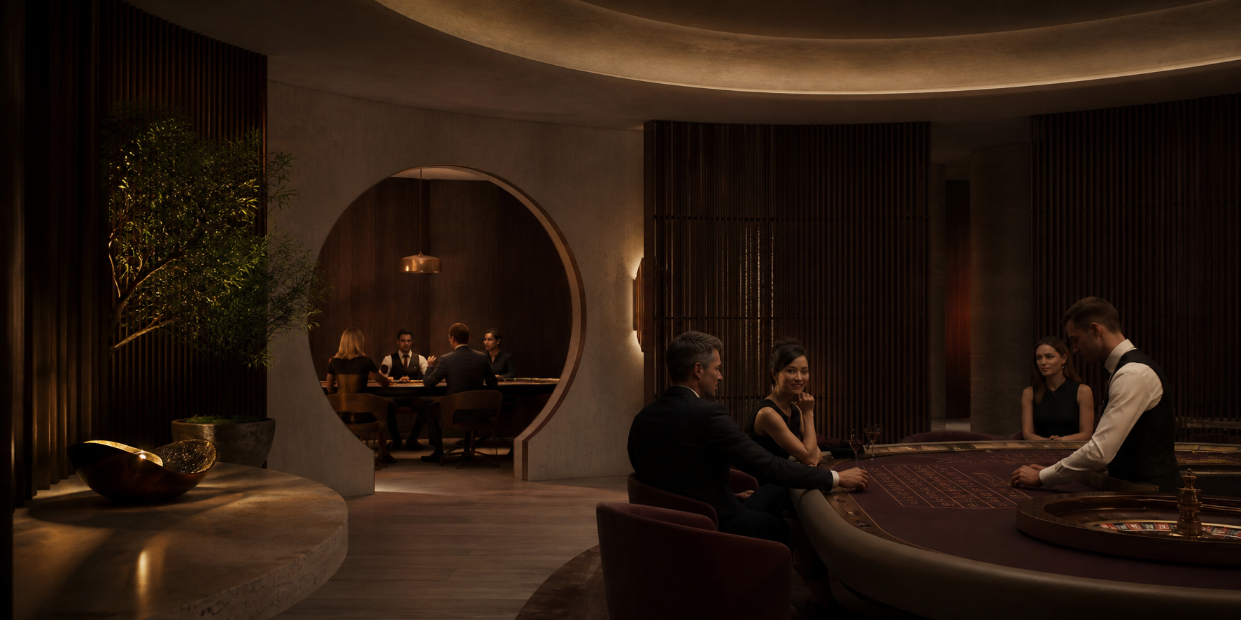 Private Circle Salon with softly illuminated table